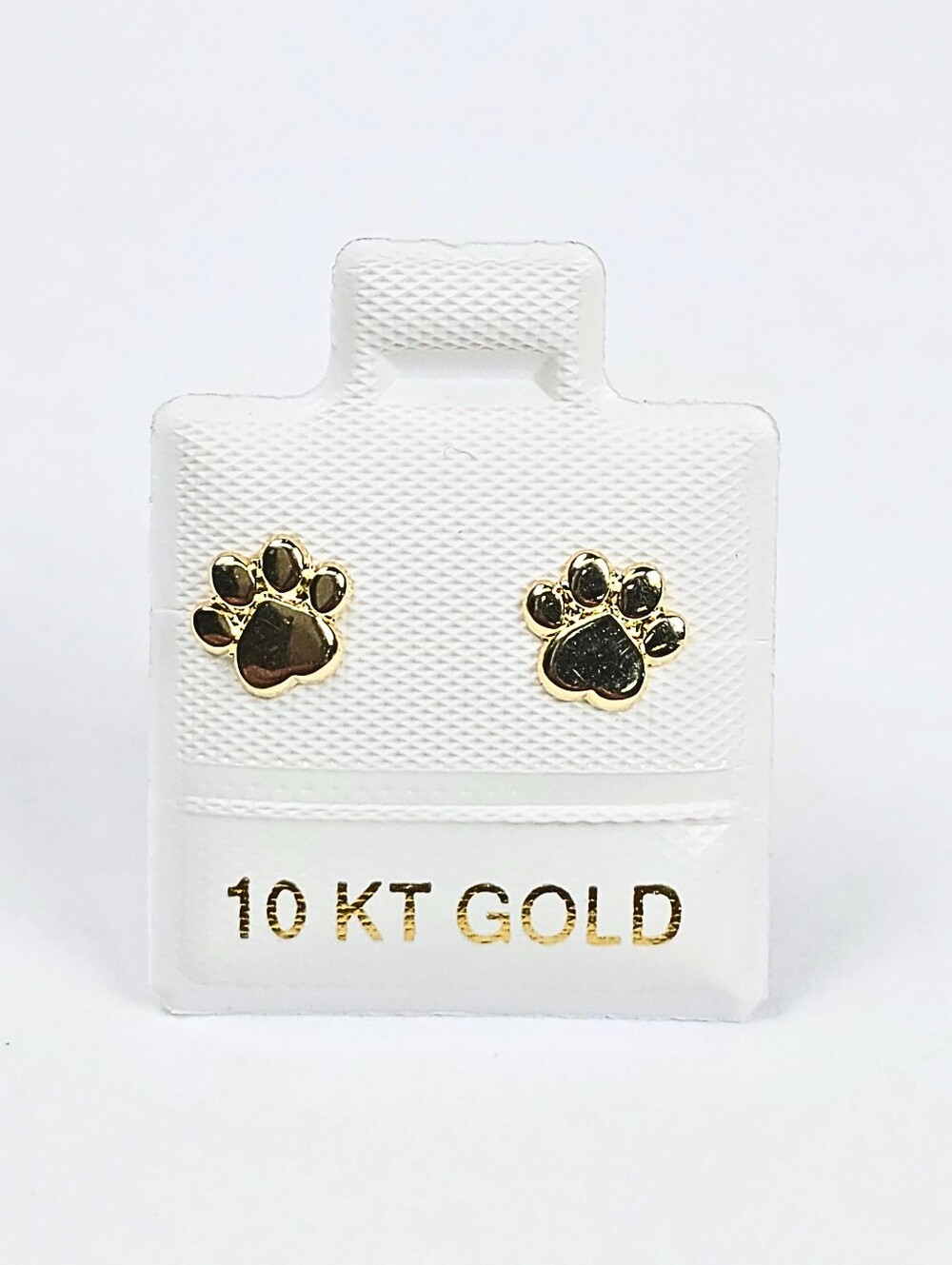 10K Solid Gold Paw Print Stud Earrings Screw Back Women Kids Pet Lover 6mm